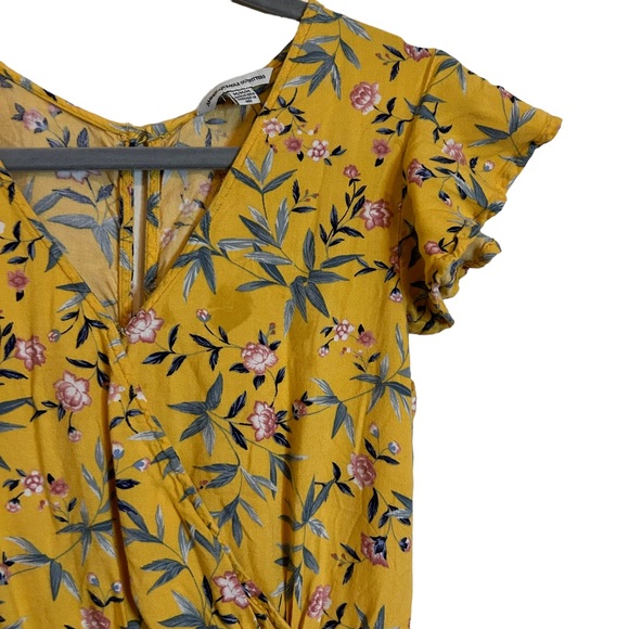 AMERICAN EAGLE Yellow Floral Ruffle Romper M - Picture 6 of 9